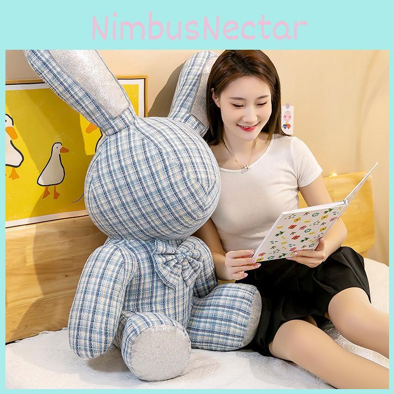 Adorable Pink And Blue Plush Rabbit Doll Soft Stuffed Animal Gift For Kids