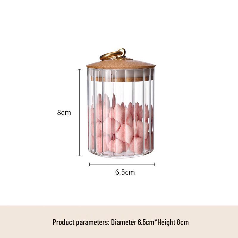 Vertical Striped Glass Storage Jar with Bamboo Lid