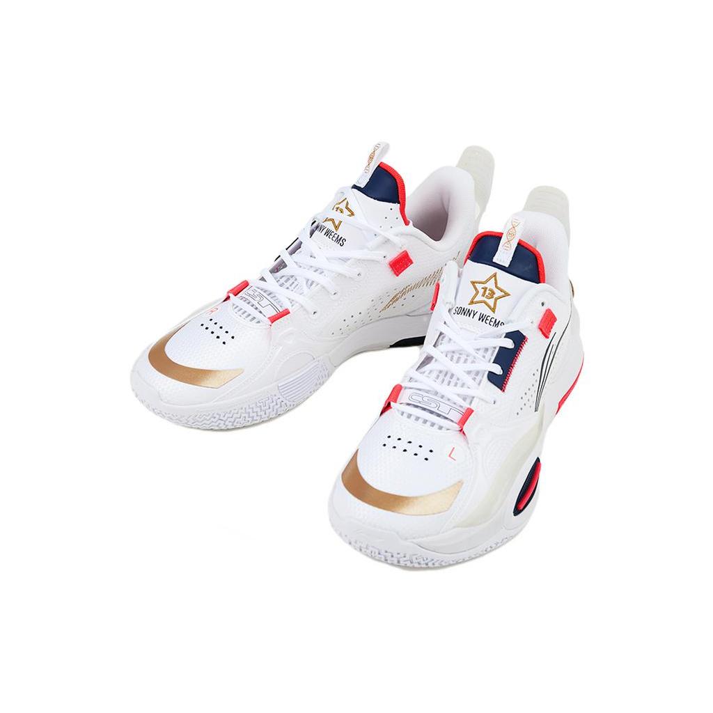 New LINING All City 10 Basketball Shoes Men Low Top White/Red/Blue ABAS009-24