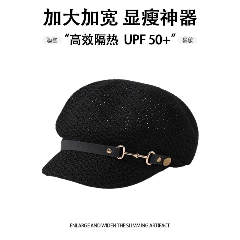 Hat women's spring and summer fashion knitted breathable beret summer sunshade sunscreen octagonal hat