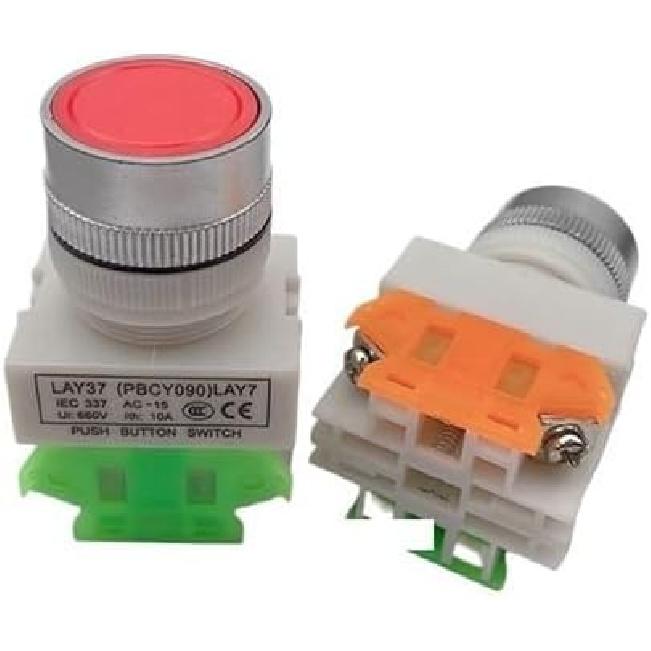 LAY7 (PBCY090) LAY37 11BN Red 10A 660V Momentary Push Button Switch 1NO 1NC(Green)
