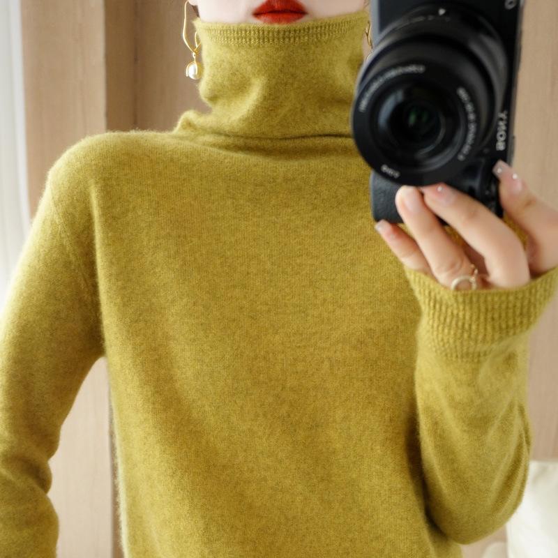 Turtleneck Pullover Fall/winter Cashmere Sweater Women Pure Color Casual Long-sleeved Loose Pullover Bottoming Women's