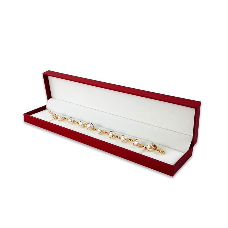 Premium Pappersfylld Läder Rätvinklig Smyckesförvaringsdisplaylåda Ring Halsband Hänge Armband Låda Presentförpackningslåda