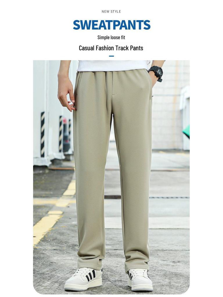 Men's Loose Fit Knitted Sweatpants - Straight Leg, Plus Size, Casual Trousers for Spring and Autumn