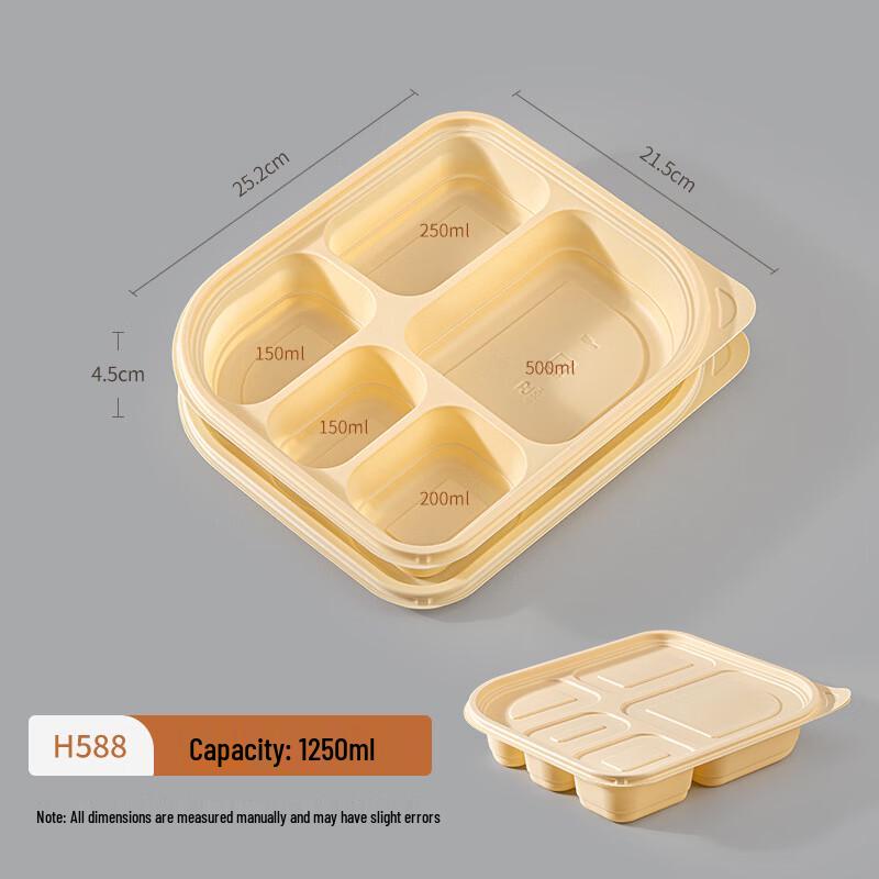 Handun Biodegradable 5-Compartment Round Takeaway Box