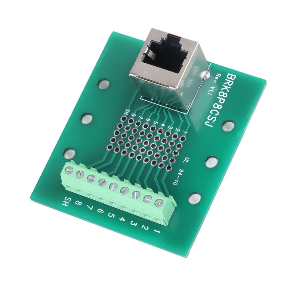 RJ45 Ethernet Connector Breakout Board 8P8C Network Port Screw Terminal Board with Bracket for Computers Routers