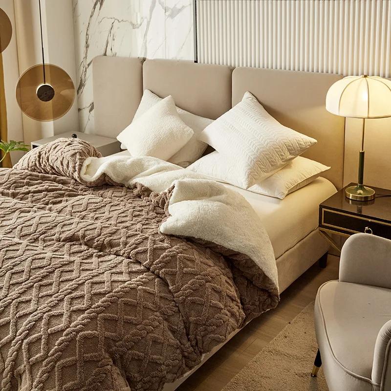 

Пододеяльник двойного назначения из искусственного кашемира, зимнее теплое плюшевое пододеяльник, теплое двустороннее флисовое одеяло, мягкие чехлы 100x150cm (39x59in)