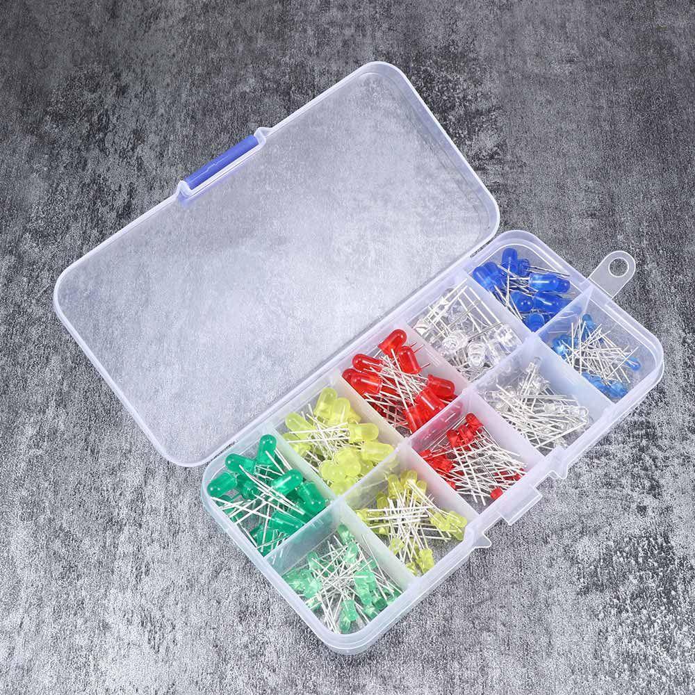 200pcs Mixed Color Blue Emitting Diodes Yellow Lamp Bulb 3 Mm LED Diode Kit 5mm Light Bead