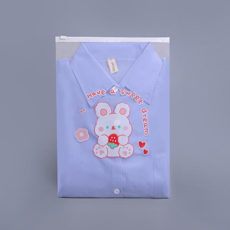 Clothing Storage Bag Travel Cartoon Children Transparent Clothing Zipper Bag Cute Thickened Frosted Bag Underwear Bag