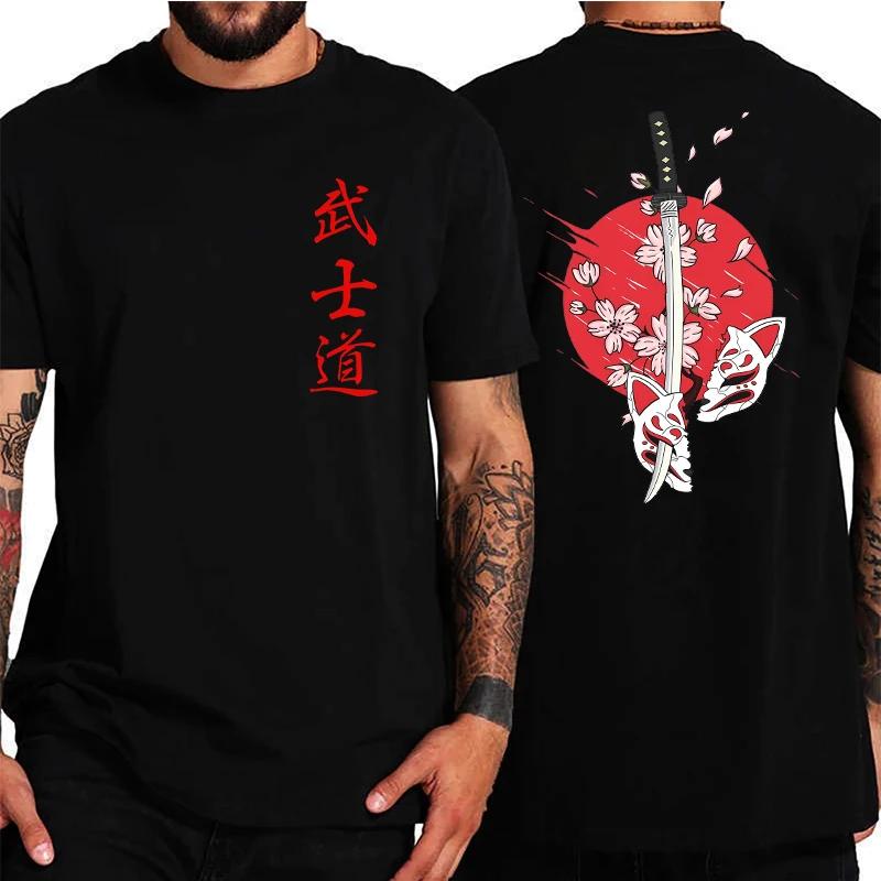 Soft Japan Samurai Spirit T Shirts for Men Japanese Style Back Print Loose Oversized Tops T-shirt Male Gifts Tees Unisex