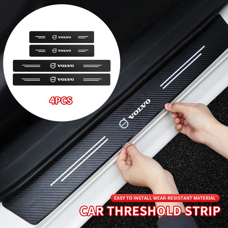 Car Door Plate Carbon Fiber Threshold Protector Sticker Decals For Volvo T6 V90 V60 V40 XC90 S60 C30 XC60 V50 V70 S90 XC40 S80