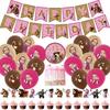 Bear And Masha Party Supplies Cupcake Topper Balloon Banner Birthday Decoration