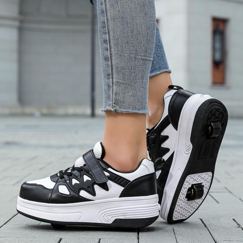 Pantofi Deformați pentru Copii/Adolescenți, Băieți și Fete, Patine cu Rotile cu Două Rânduri cu Dublu Scop, Patine cu Rotile cu Două Rânduri