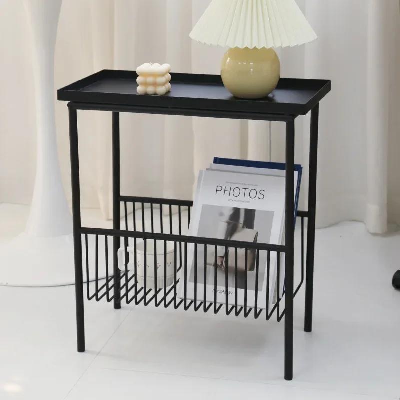 Wrought Iron Corner Table - Sofa Side & Bedside Storage Rack, Nordic Style Small Coffee Table for Home & Office