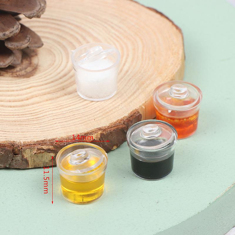 1Set 1:12 Dollhouse Miniature Chili Soy Sauce Salt Seasoning Jar Kitchen Decor