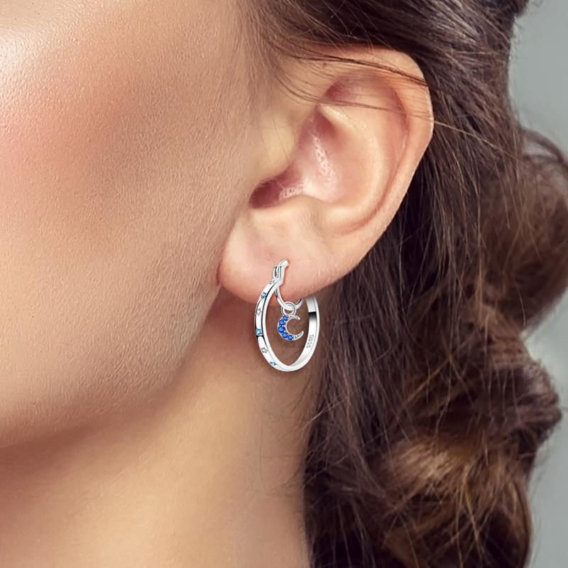 925 Sterling Silver Hoop Earring for Women Starlight Sun Moon Bow Heart Simple Round Circle Earrings Party Fashion Jewelry Gifts