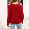 Women's Off Shoulder V-Neck Sweater Loose  Winter Long Sleeve Knit Sweater