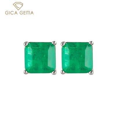 Boucles d'oreilles carrées pour femmes, en argent Sterling 925 véritable, pierres précieuses vertes, cadeaux à la mode, bijoux fins
