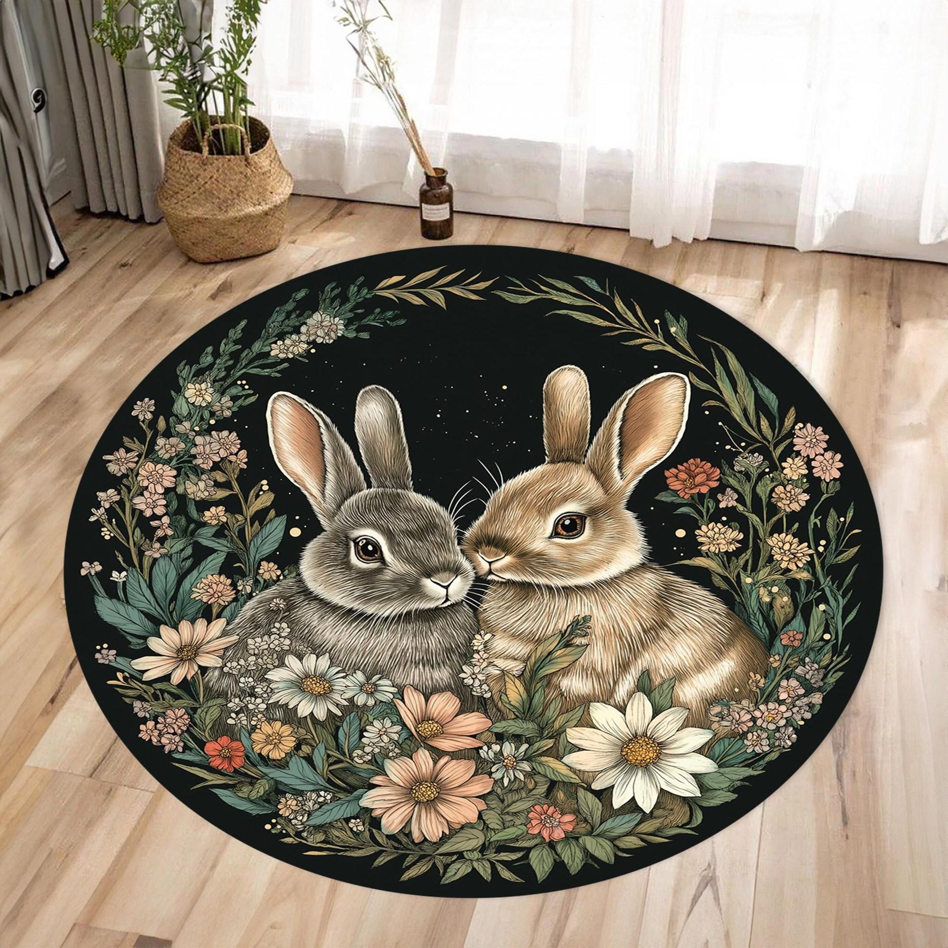 William Morris Stijl Strawberry Thief Rond Tapijt Vintage Bloemen- en Vogelpatroon Antislip Vloermat 40x40cm
