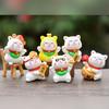 6pcs Figurines Miniature Cute Lucky Cat Micro Landscape Crafts Ornaments For Home Decorations Animal Car Decor Room Accessories