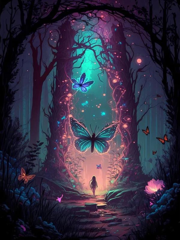 

Глубокий лесной зверь Личность DIY Полная дрель Алмазная декоративная картина Full Round 20x30CM