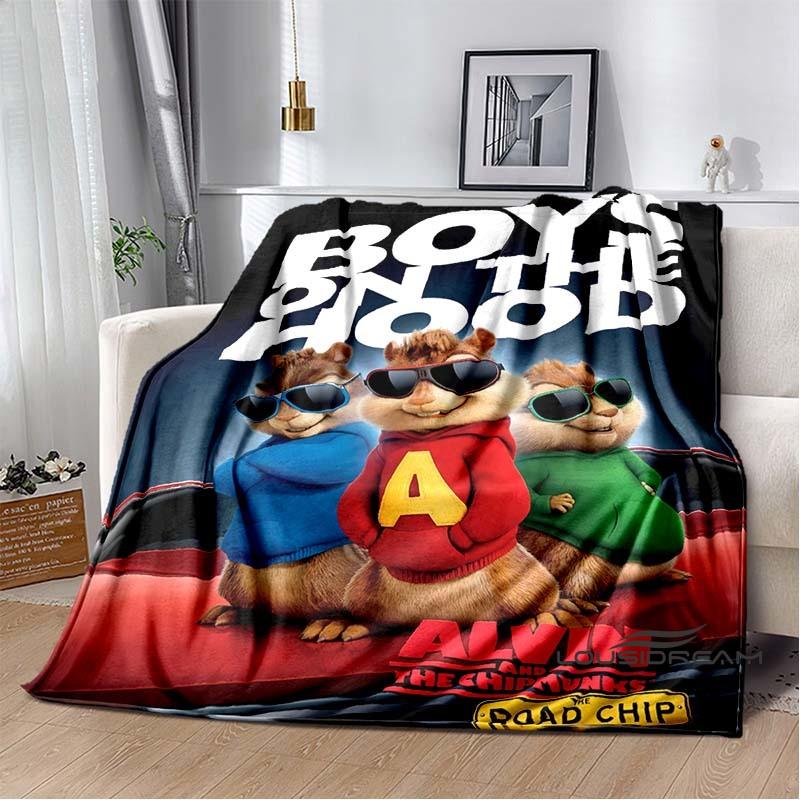 La manta de franela de la caricatura Alvin y las Ardillas es suave y cálida, adecuada para dormitorios, salas de estar, mesitas de noche, viajes