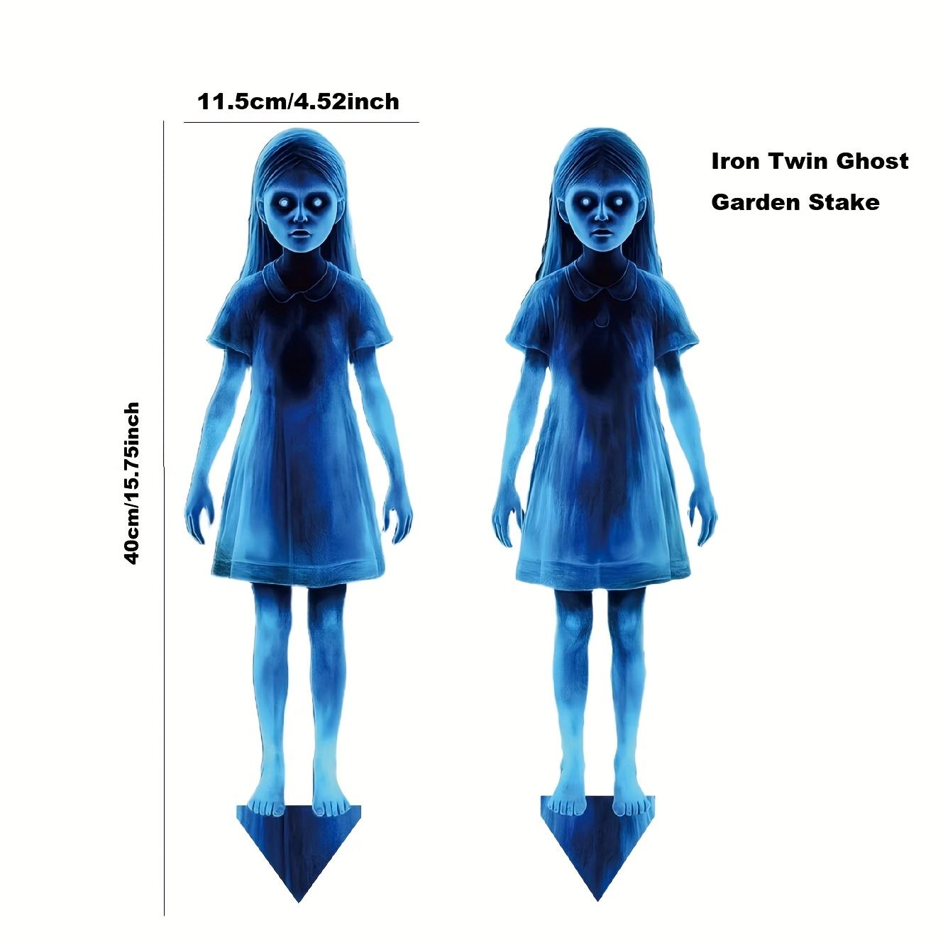 

2pcs Halloween Metal Yard Signs: Twin Ghosts Garden Stake Outdoor for Yard, Patio, Garden and Party, Spooky Carnival Theme