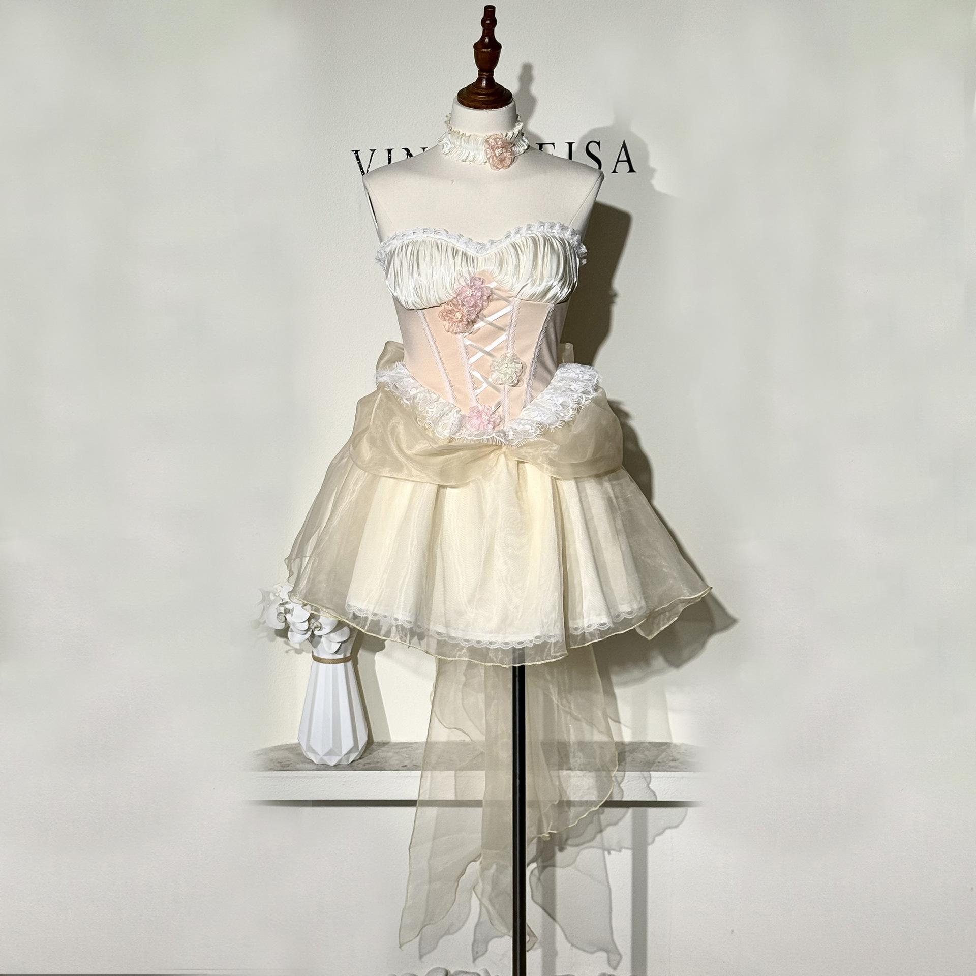 

Розовое платье принцессы феи с цветами, милое косплейное платье для вечеринки, костюм на Хэллоуин S