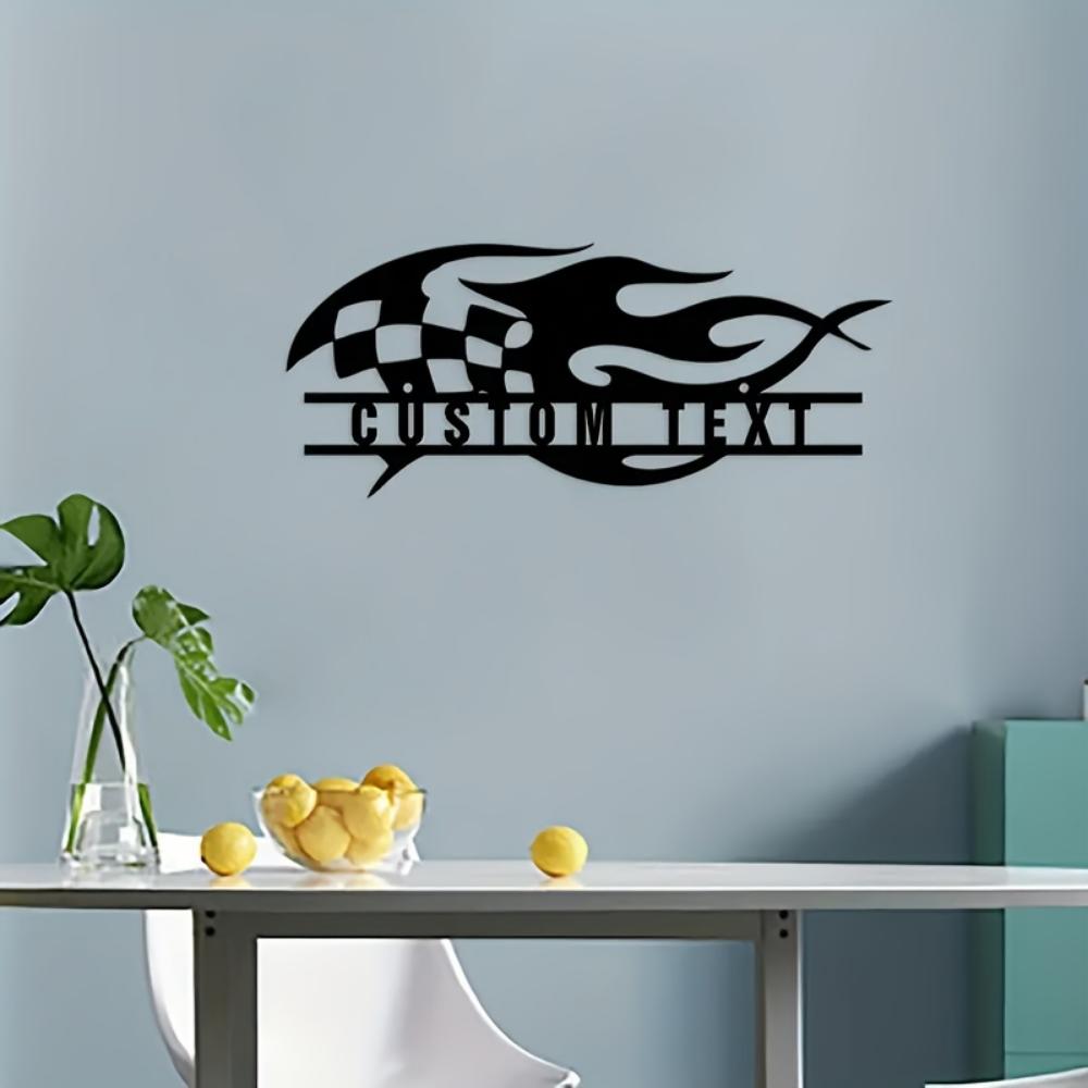 Metal Race Flag Wall Art Personalized Name Sign Home Decor Custom