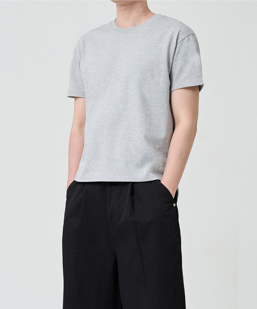 OX STUDIOS Essential Crop T-Shirt (Melange Grey)