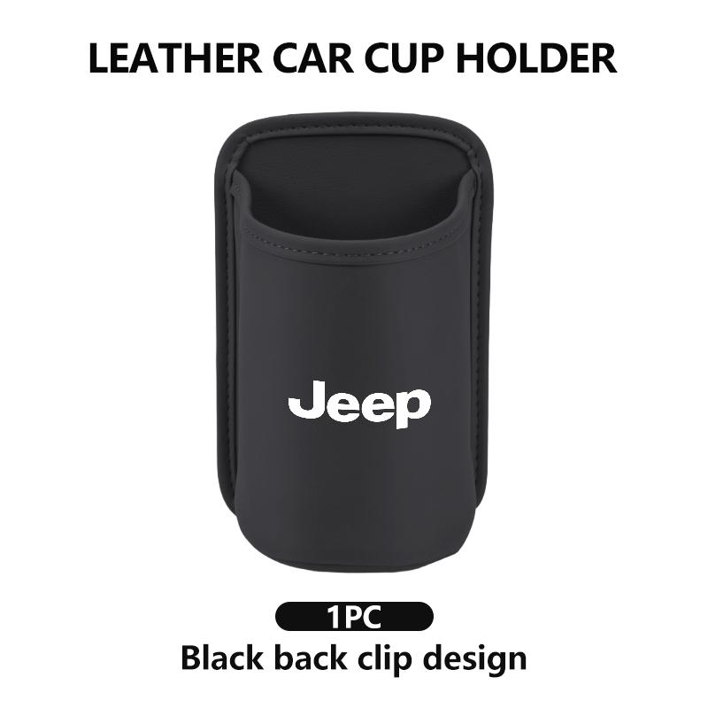 Leather Car Door Cup Holder Organizer Storage Bin Drink Rack Auto Cup Holder For Jeep Wrangler-JK Liberty JL Cherokee Patriot