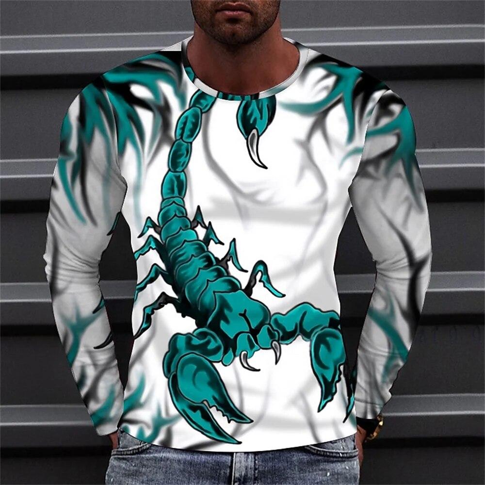 New Autumn Men's T-Shirt Animal 3D Print Scorpions O-Neck Long Sleeve Fashion Men's Shirt Casual Street Oversized T-Shirt