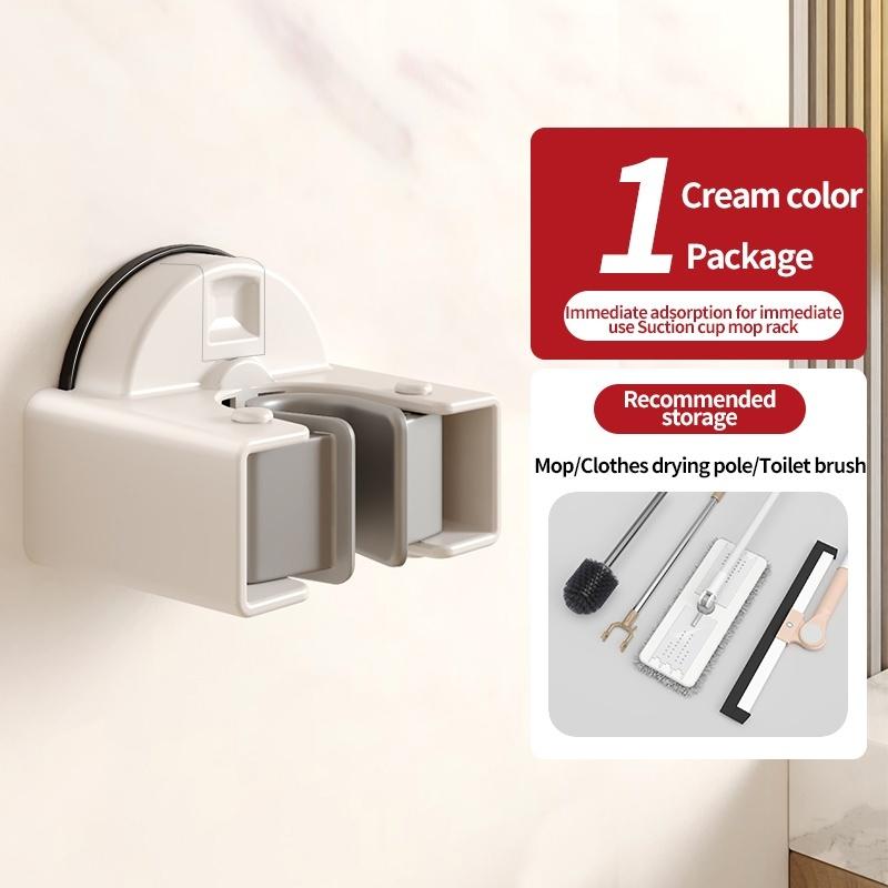 No Need To Drill Suction Cup Mop Rack, Mop Wall-mounted Clip, Broom Hook, Bathroom Door Behind Storage Rack, Kitchen Hook Clip