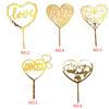 Gold Acrylic Heart Collection Cake Topper Dessert Decoration Birthday Party Cupcake