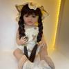 BZDOLL 55 CM 22 Inch Realistic Full Vinyl Body Brown Long Hair Lifelike Reborn Baby Girl Doll Toy Princess Toddler Bebe