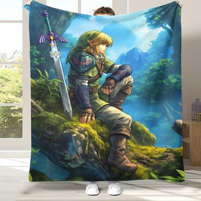 Retro Z-Zelda Cartoon Link Games Flannel Blanket,Ultra Soft Warm Plush Throw for Home Bedroom Bed Sofa Cover Camping Picnic Kid