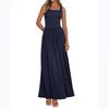 Women Casual Color Square Neck Long Dress