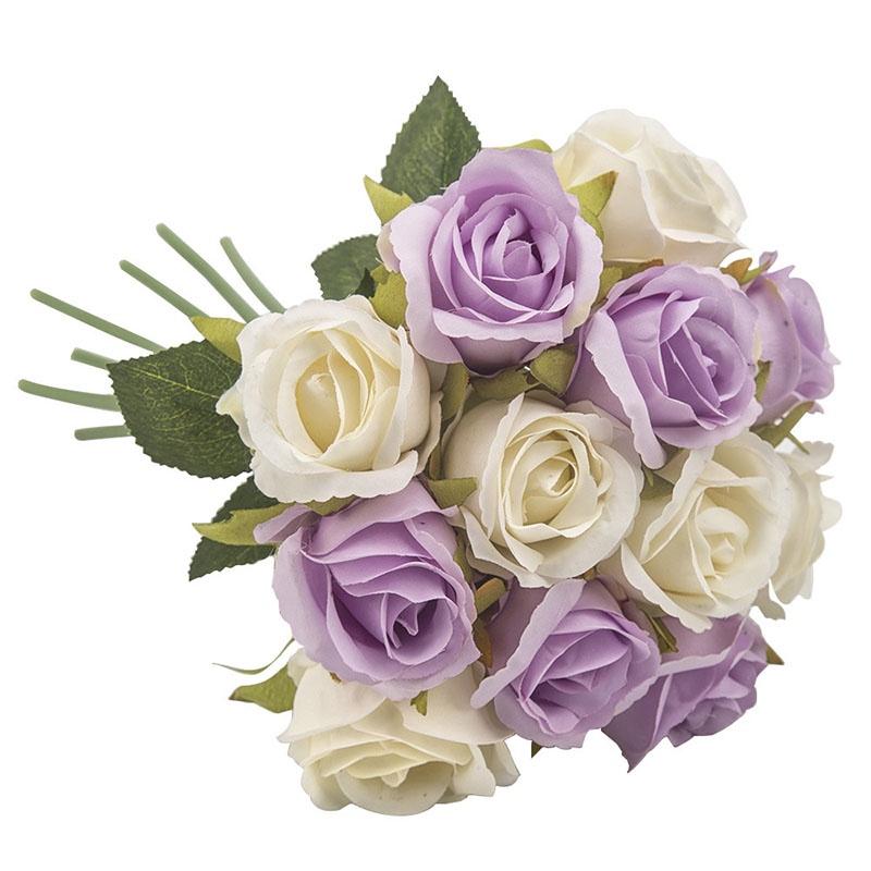 12head Artificial Rose Bouquet Silk Flowers Wedding Party Home Decoration