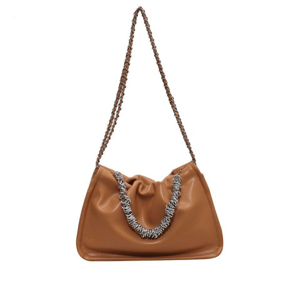 Small Vintage Pleated Shoulder Bag Women's Summer 2023 New Korean Retro Chain Crossbody Bag