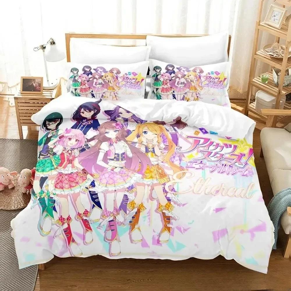 3D Print Anime Aikatsu Bedding Set Printed Bed Set With Pillowcase Bed Duvet Cover Soft Single Double Queen Super King Size
