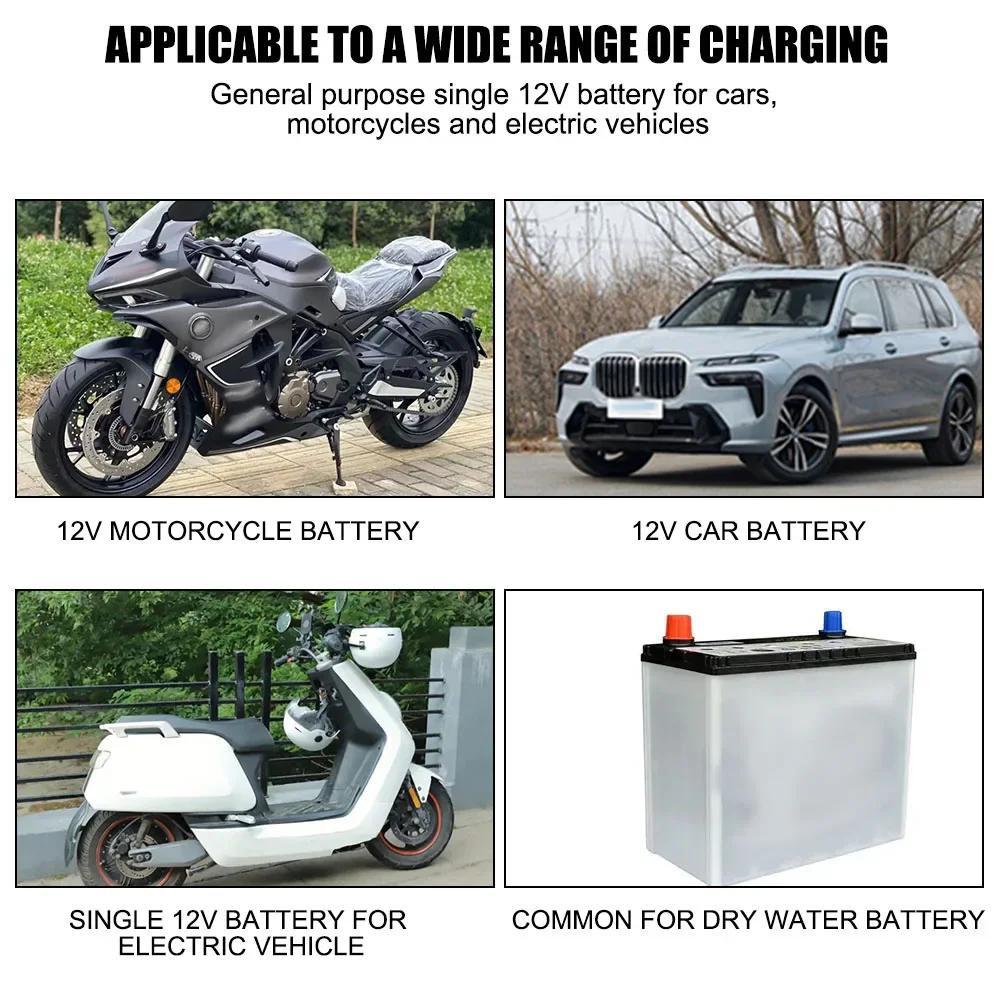 Fully Automatic Car Battery Charger with Digital LCD Display 2A Fast Charge Level 3 for AGM GEL Lead Acid Batteries