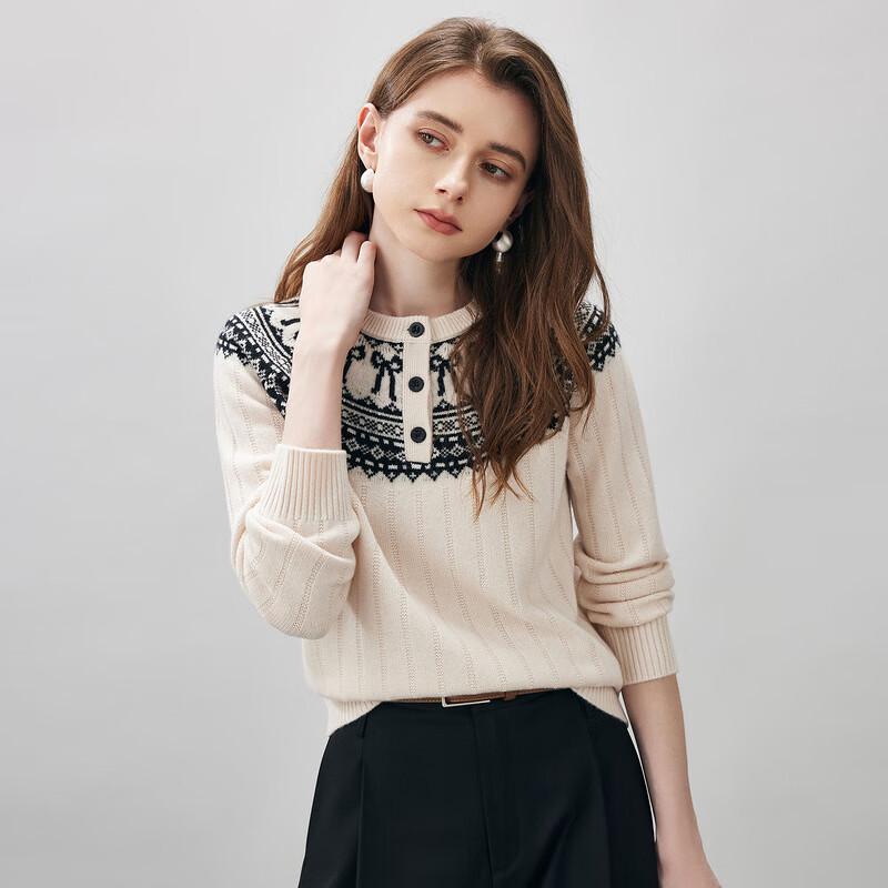 Comon Boca Damen Dicker Fair Isle Rundhals Wollpullover