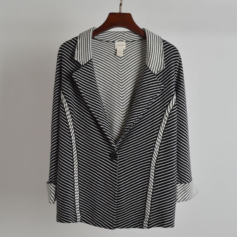 Fall and Winter Unique Three-Quarter Sleeve Knitting Cardigan Outwear Fancy Professional Tailored Suit Young Casual Small Suit Jacket Women