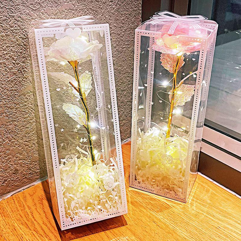 Luminous Flashing Gold Preserved Rose Bouquet – Creative Qixi Souvenir