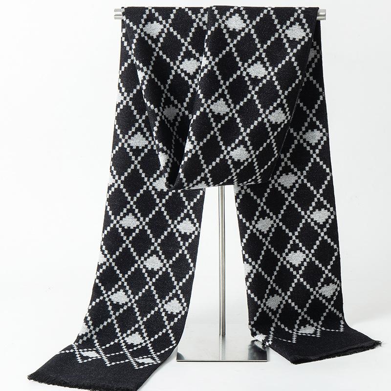 2025 Autumn/Winter New Men'S Cashmere Scarf Thickened, Stylish, European And American Men'S Classic Stripe