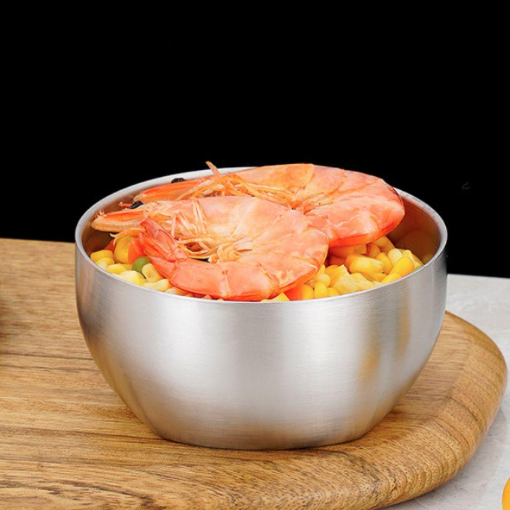 Anti-scalding Korean Style Stainless Steel Rice Bowl Double Layer Soup Bowl Kimchi Bowl Restaurant