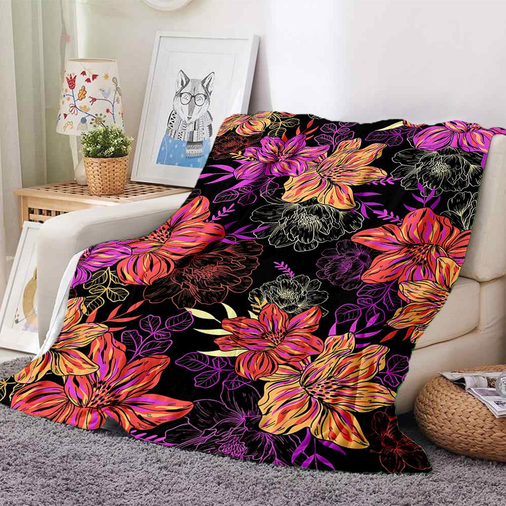 1pc Floral Pattern Blanket Warm, Cozy, And Soft, Suitable for Sofas, Beds, Cars, And Office Use.Perfect for Camping And Travel, Making It a Great Gift