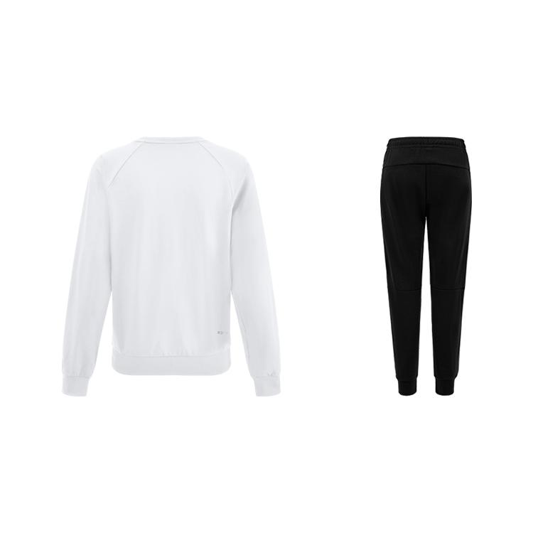 Li-Ning Pullover mit Buchstabenprint, Rundhalsausschnitt, Langarm, Sweatshirt, Mittelhohe Taille, Weiche, Bequeme Hosen mit Bündchen, Lässiges Sportanzug AWDUH89-2+AKLTC39-1