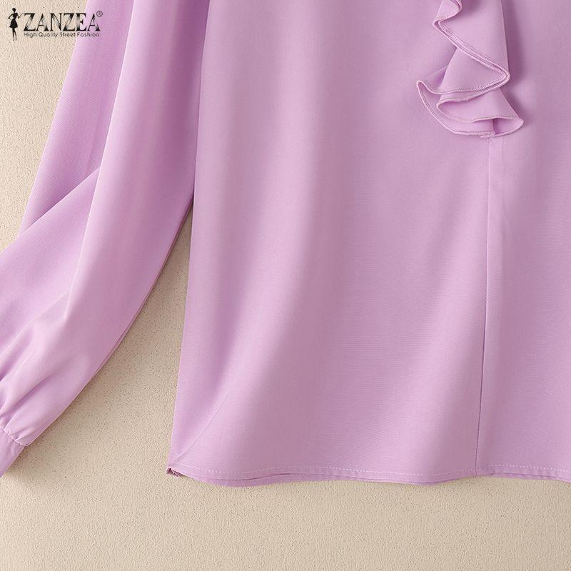 ZANZEA Women Ruffles V-Neck Casual Long Sleeve Blouse
