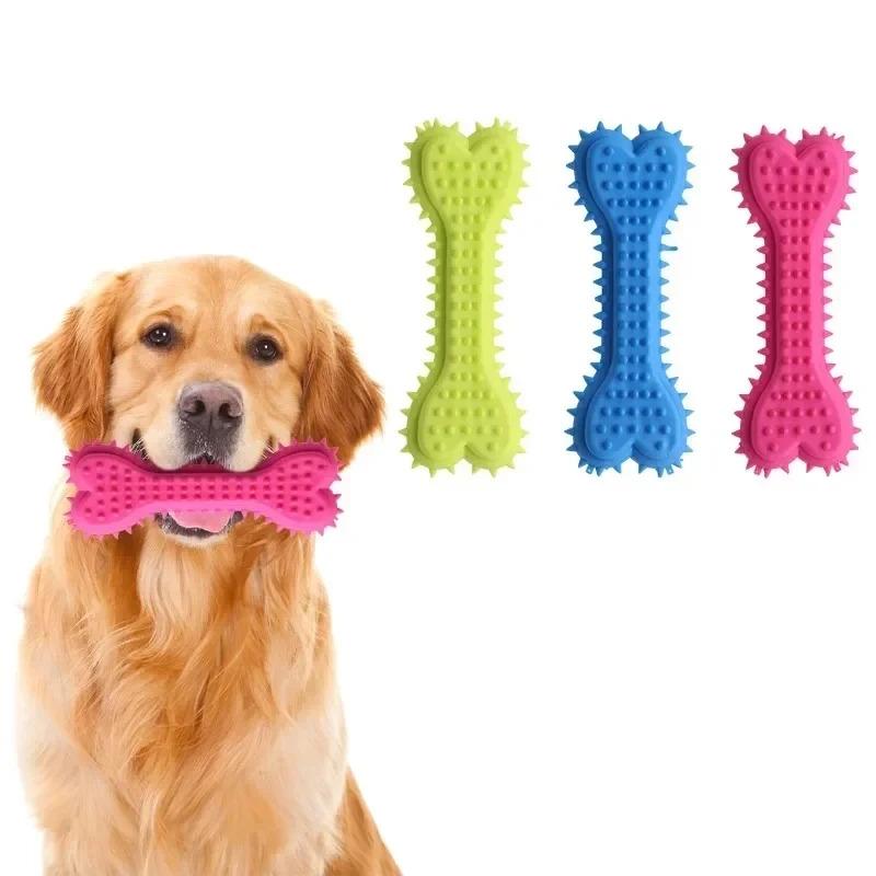 Durable Dog Chew Toys 3 Pack Long Lasting Pet Bone Shaped Rubber Chew Sticks for Teeth Cleaning Puppy Teething Training